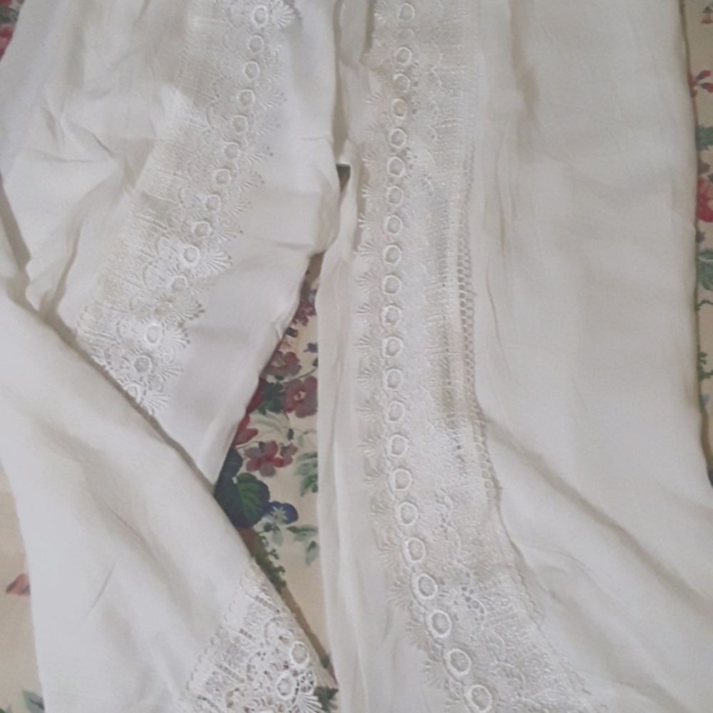 WOMEN'S white Rayon Lace pants by Mr Boho